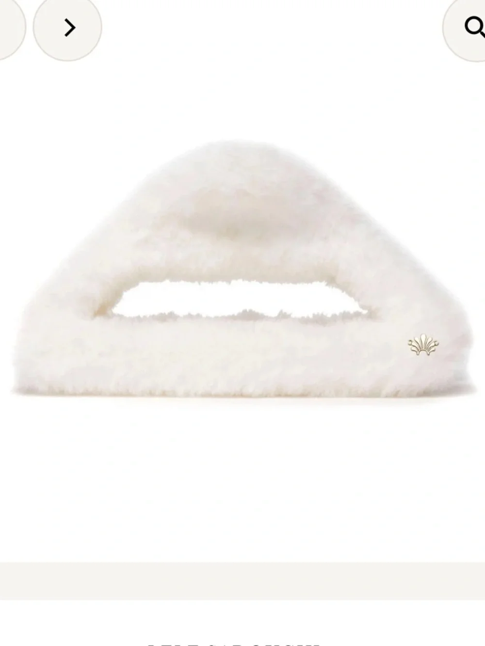 Lele Sadoughi Cream Chalet Faux-Fur Claw Clip with Gold Emblem